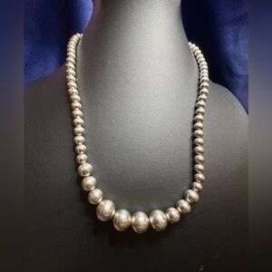 Necklace 925 Sterling Silver Pearls Ascending 5cm to 10cm 18” Exquisite Vintage